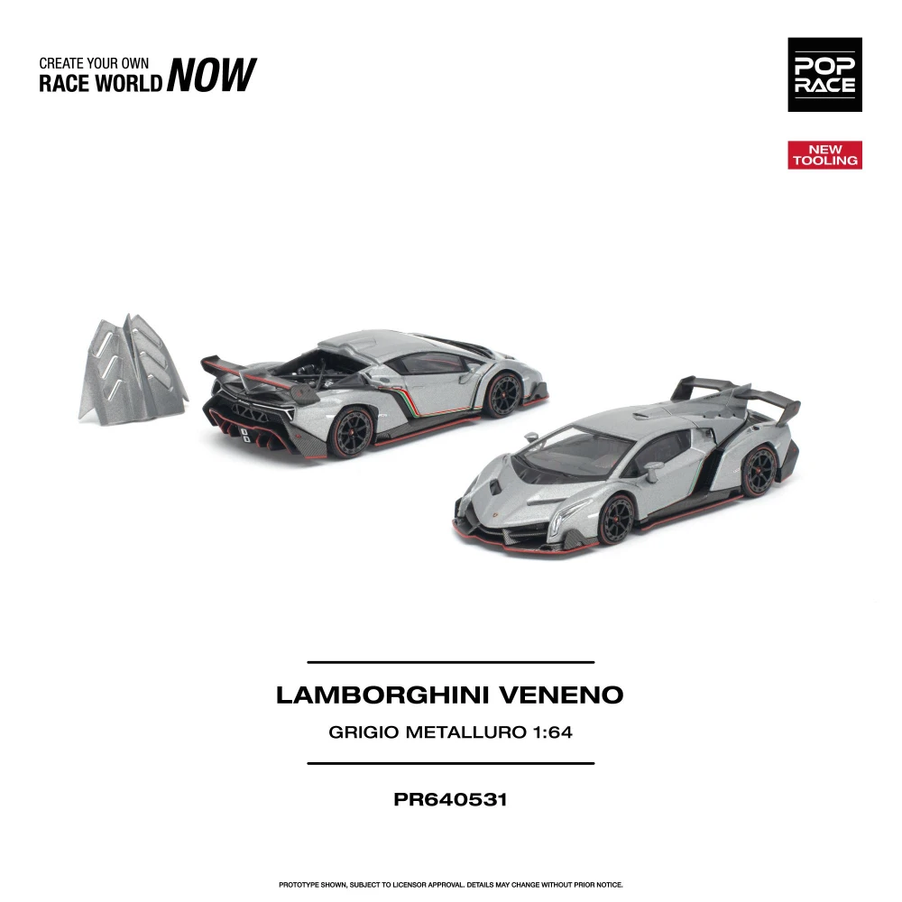 Pré Venda - Pop Race Lamborghini Veneno Grigio Metalluro #PR64-531